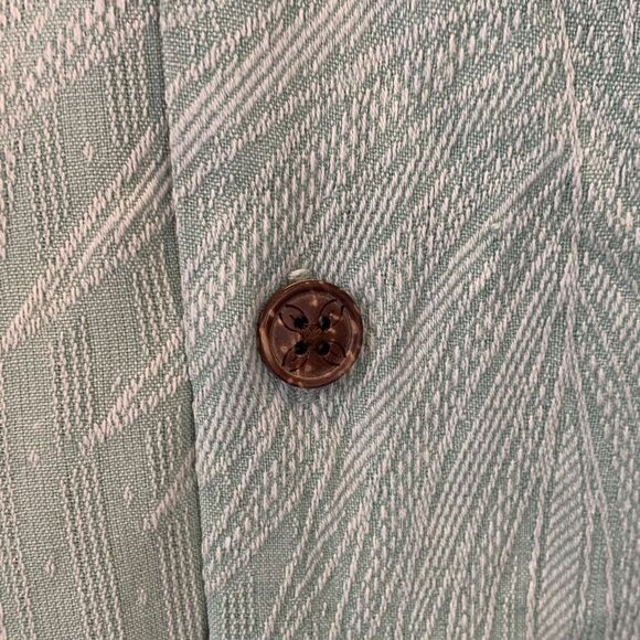 Jamaica Jaxx 100% silk Men's Mint Green Tropical Shirt textured fabric size XL - Picture 5 of 8